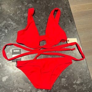 NWT Reformation red bikini top and bottom
